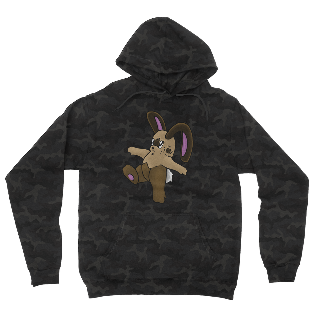 Sentra Camouflage Adult Hoodie featuring an all-over camo design, kangaroo pouch pocket, and double fabric hood, perfect for casual wear.