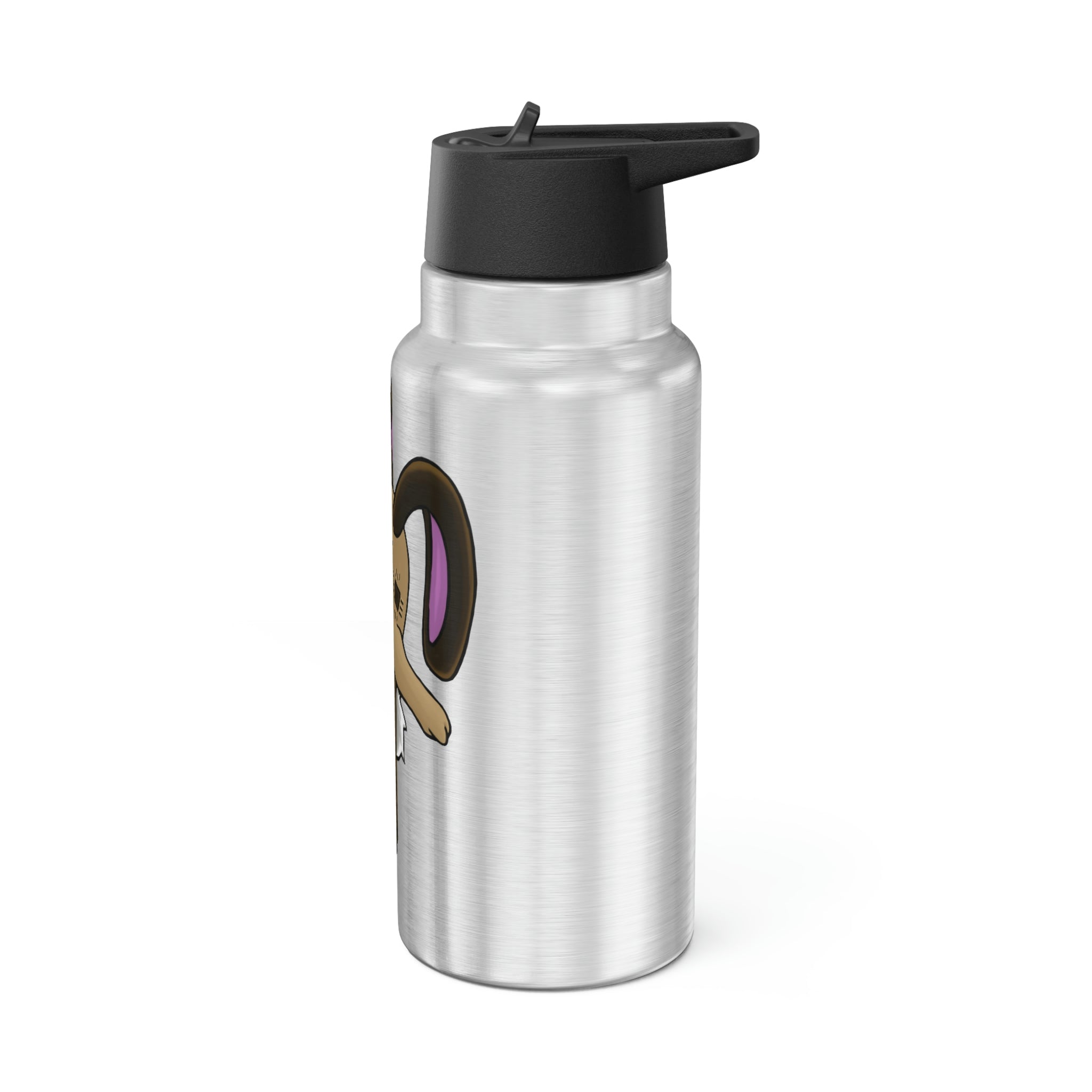 Sentra Gator Tumbler in stainless steel with a black plastic cap and straw, showcasing a customizable design.