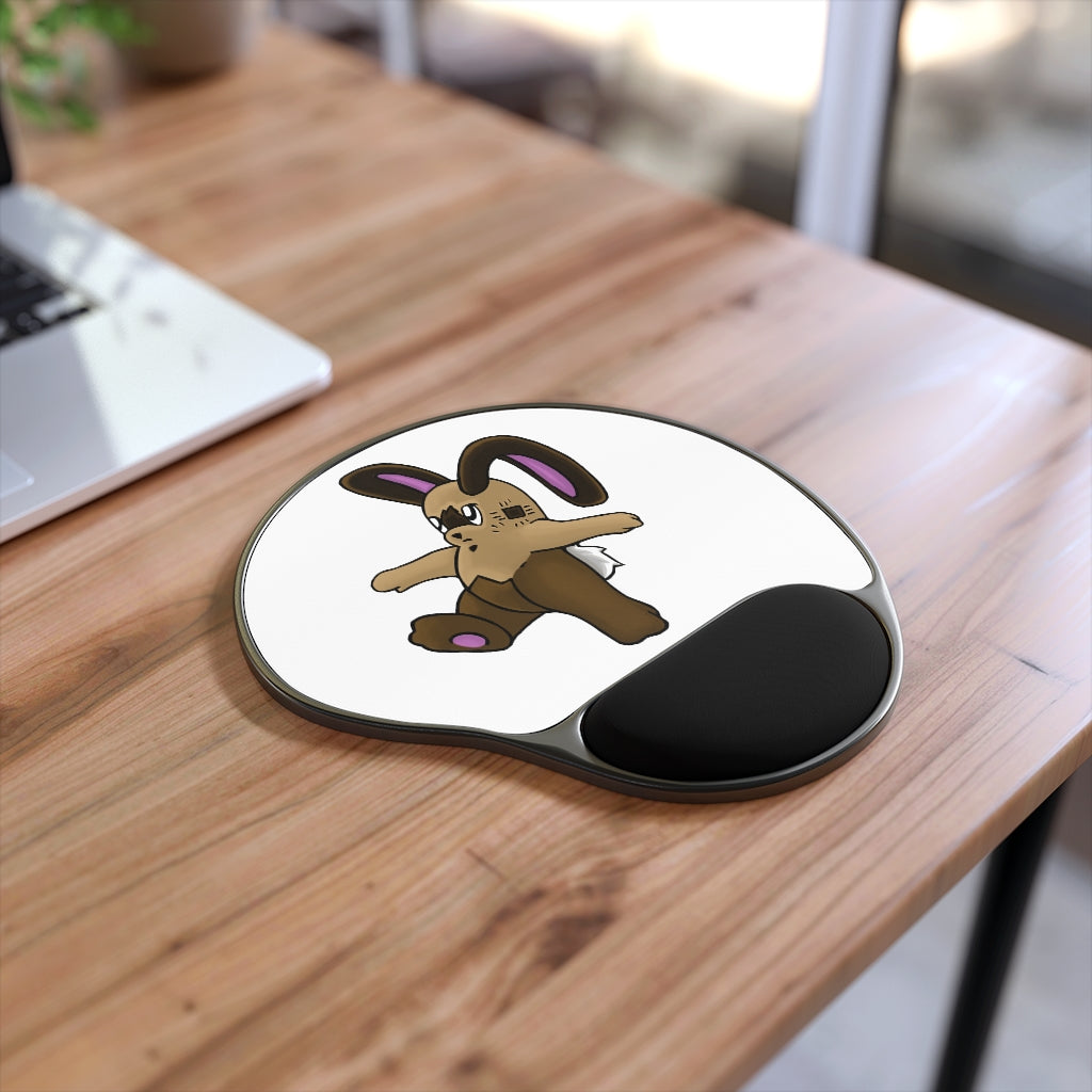 Sentra Mouse Pad with ergonomic Memory Foam wrist rest and customizable neoprene insert, featuring a foot-shaped black plastic base.