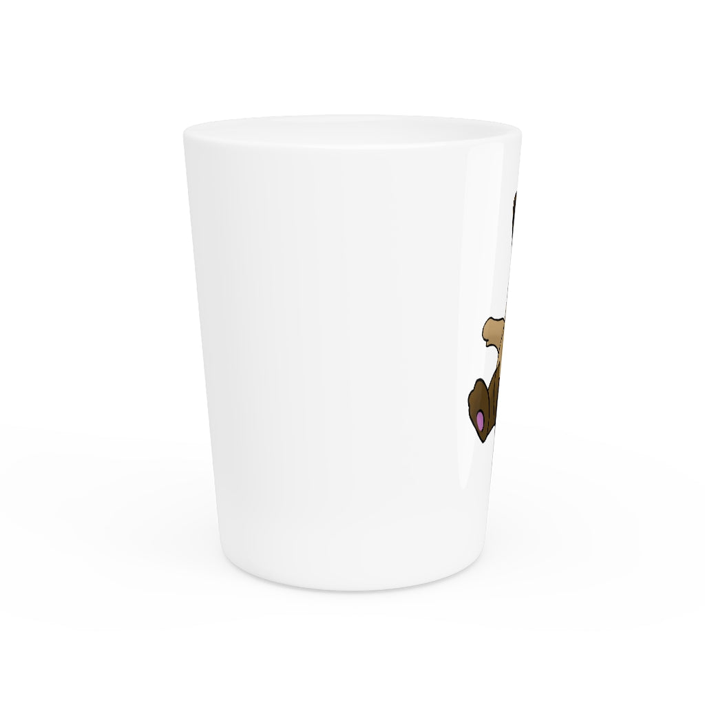 Personalized Sentra Shot Glass with white ceramic exterior and customizable interior options.