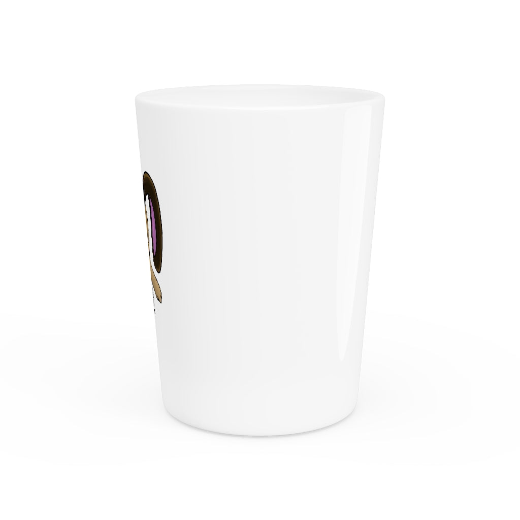 Personalized Sentra Shot Glass with white ceramic exterior and customizable interior options.