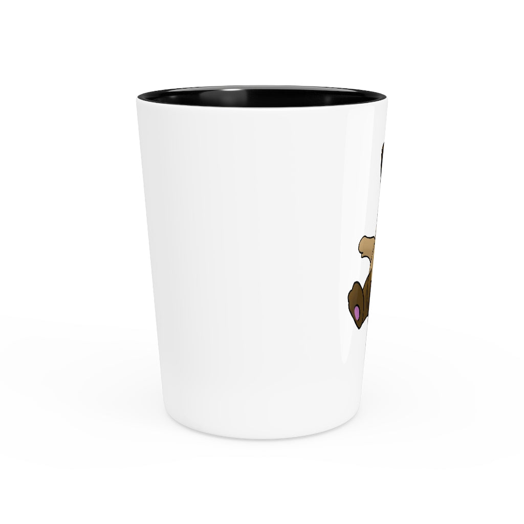 Personalized Sentra Shot Glass with white ceramic exterior and customizable interior options.