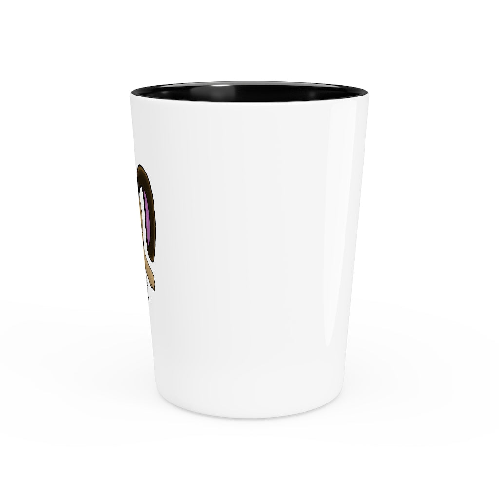 Personalized Sentra Shot Glass with white ceramic exterior and customizable interior options.