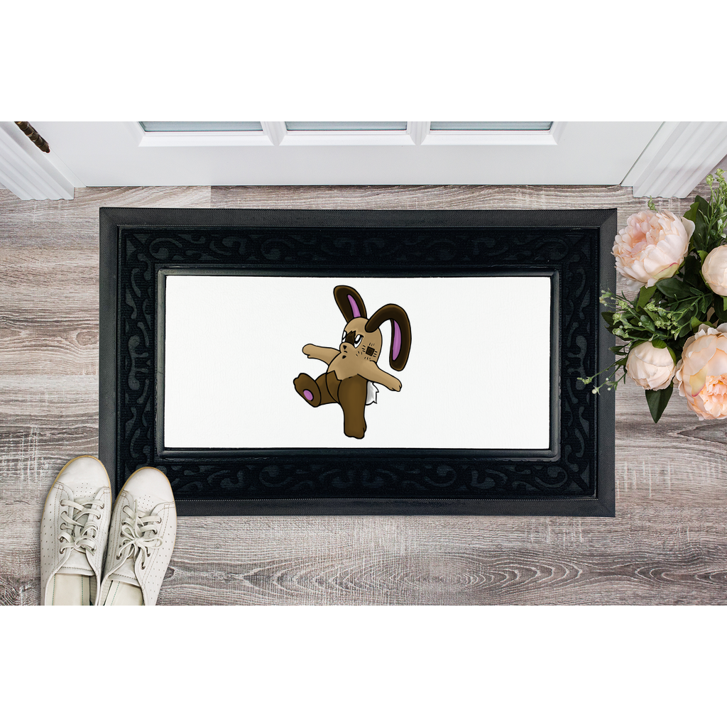 Sentra Sublimation Heavy Duty Door Mat with removable fabric center and non-slip rubber base, featuring a classy brush border.