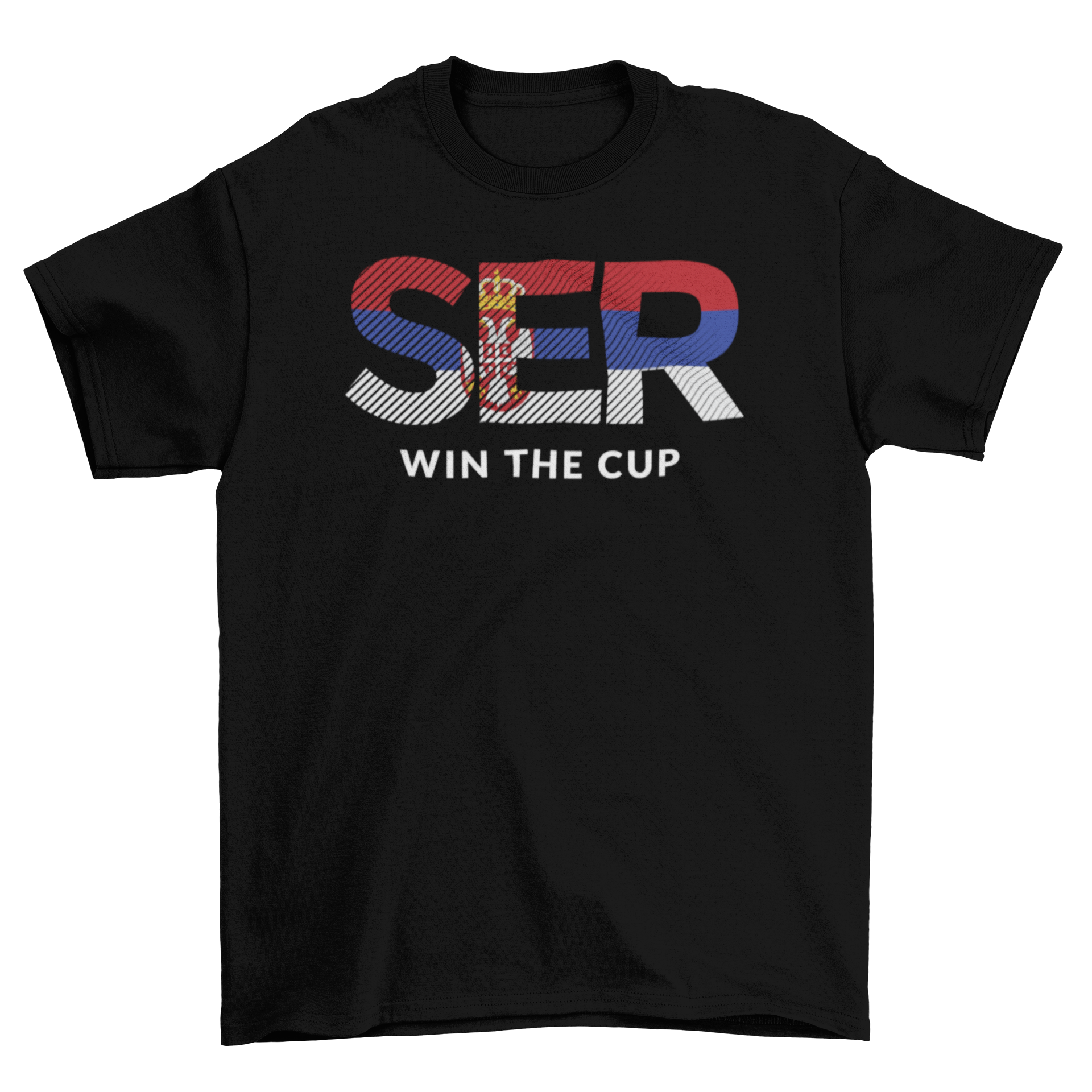 Serbia World Cup t-shirt featuring SER letters and Serbia flag design.