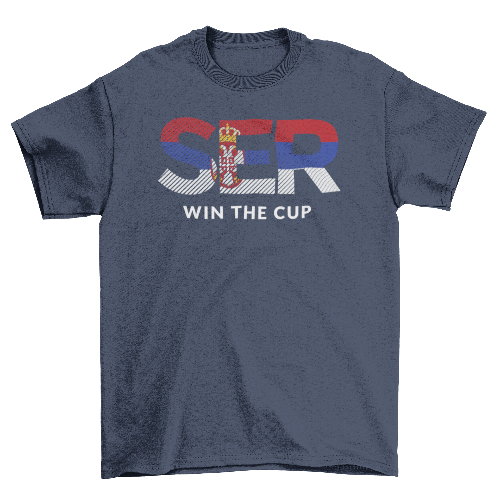 Serbia World Cup t-shirt featuring SER letters and Serbia flag design.