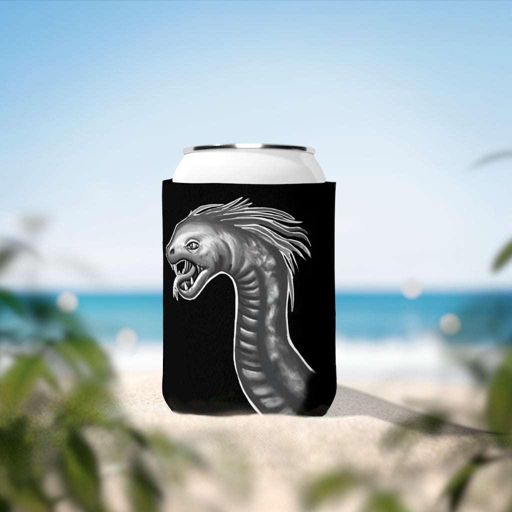 Serpent Can Cooler Sleeve made of durable neoprene, designed to fit standard 12 oz cans, featuring a customizable exterior.