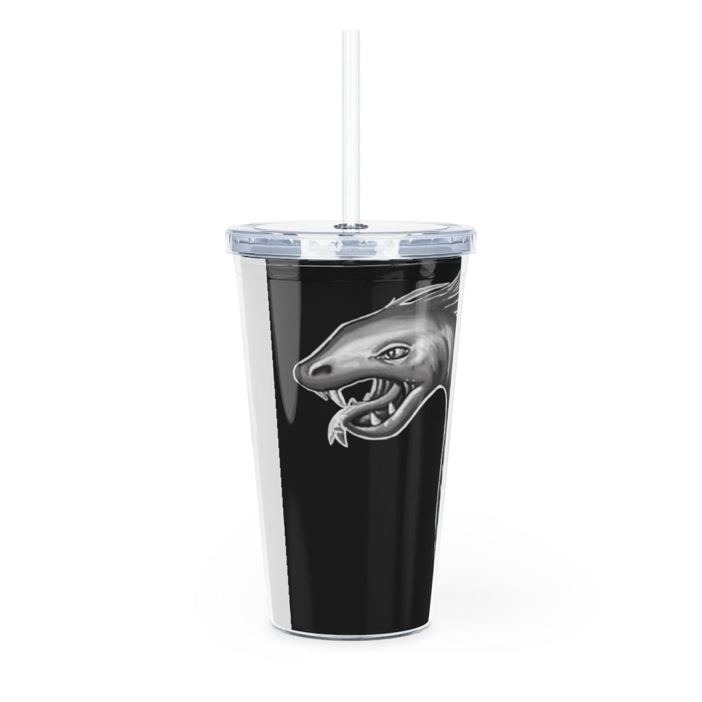 Serpent Plastic Tumbler with Straw, featuring a customizable design, lid, and reusable straw, perfect for events and gatherings.