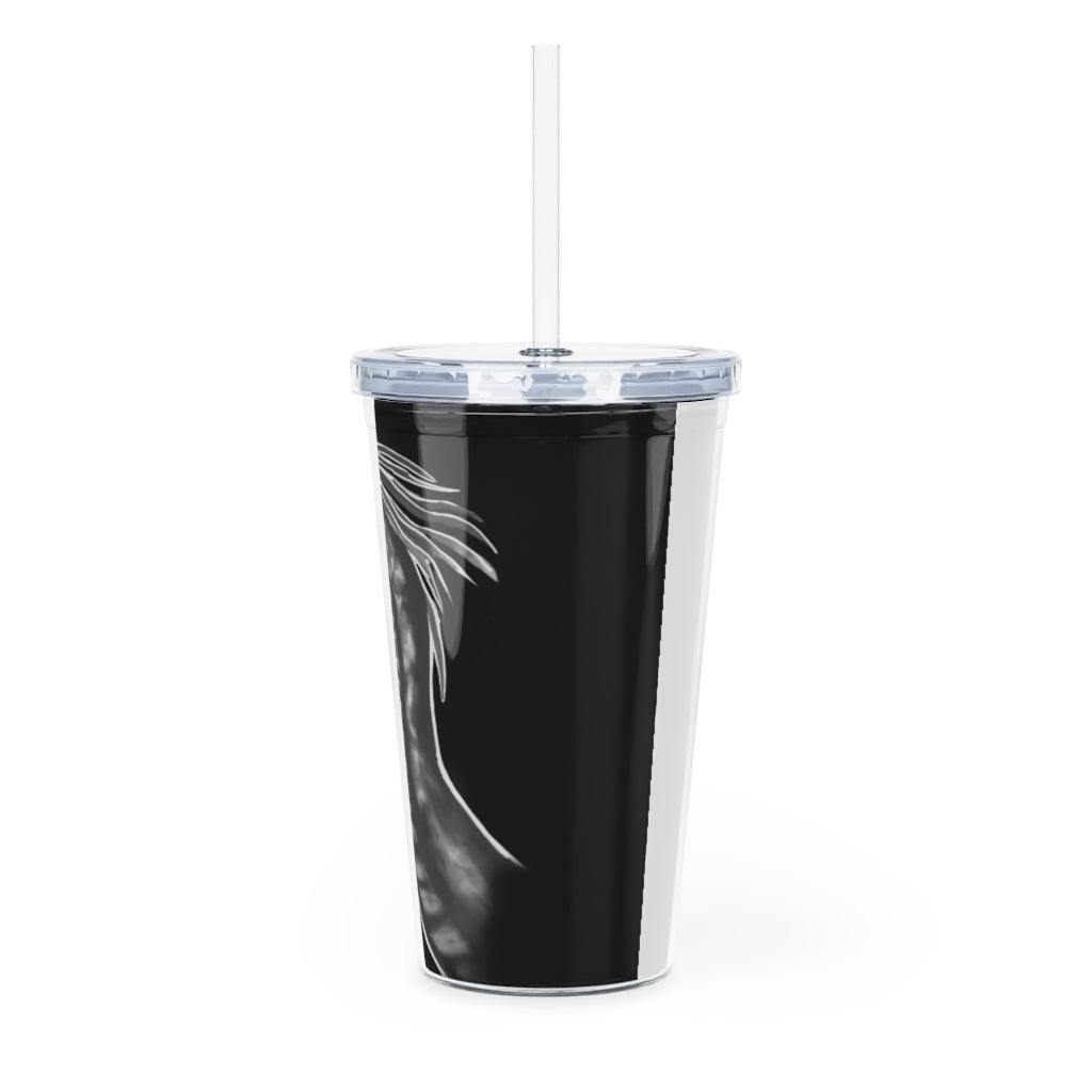 Serpent Plastic Tumbler with Straw, featuring a customizable design, lid, and reusable straw, perfect for events and gatherings.