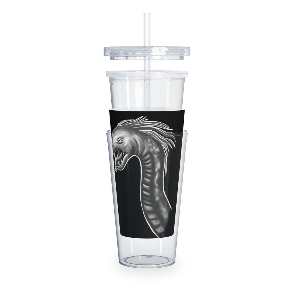 Serpent Plastic Tumbler with Straw, featuring a customizable design, lid, and reusable straw, perfect for events and gatherings.