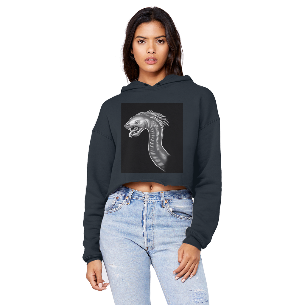 Serpent Unisex Cropped Raw Edge Boyfriend Hoodie in various colors, showcasing its trendy cropped design and soft fabric.