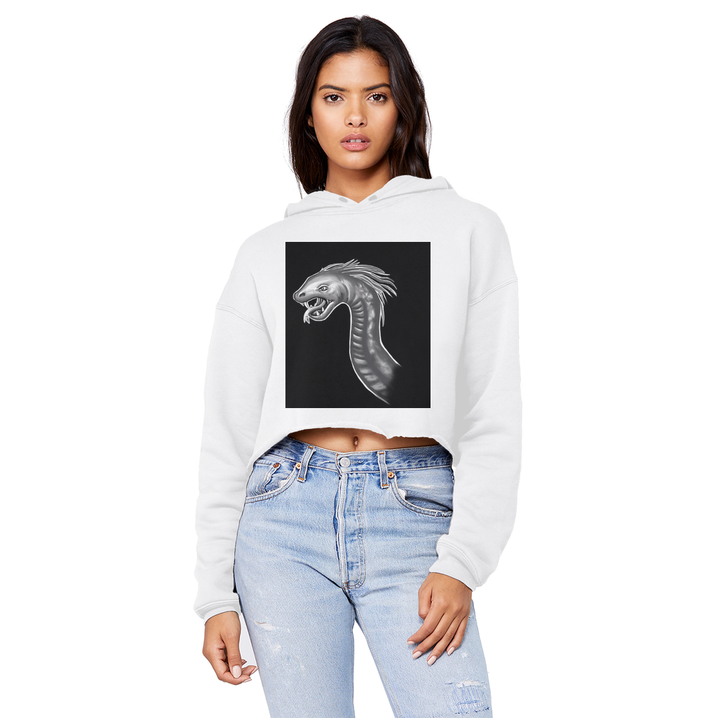 Serpent Unisex Cropped Raw Edge Boyfriend Hoodie in various colors, showcasing its trendy cropped design and soft fabric.