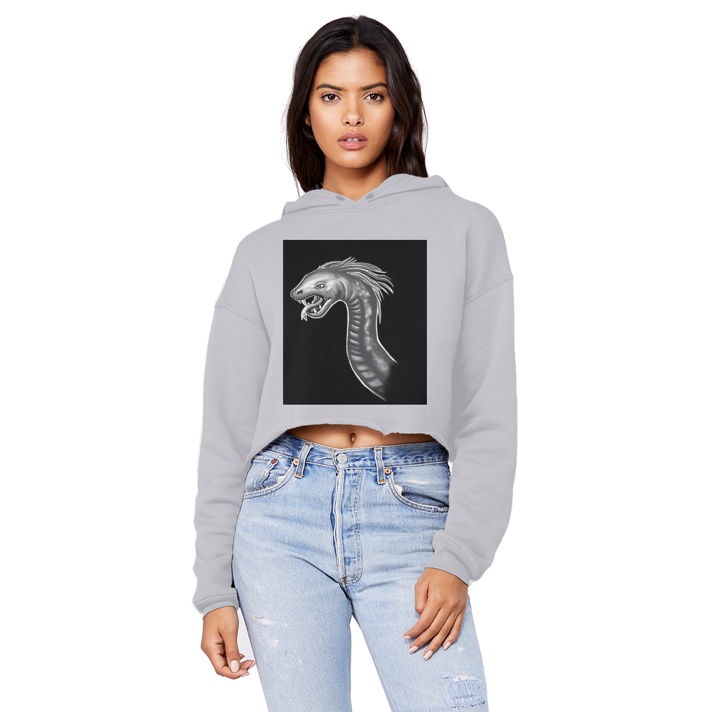 Serpent Unisex Cropped Raw Edge Boyfriend Hoodie in various colors, showcasing its trendy cropped design and soft fabric.