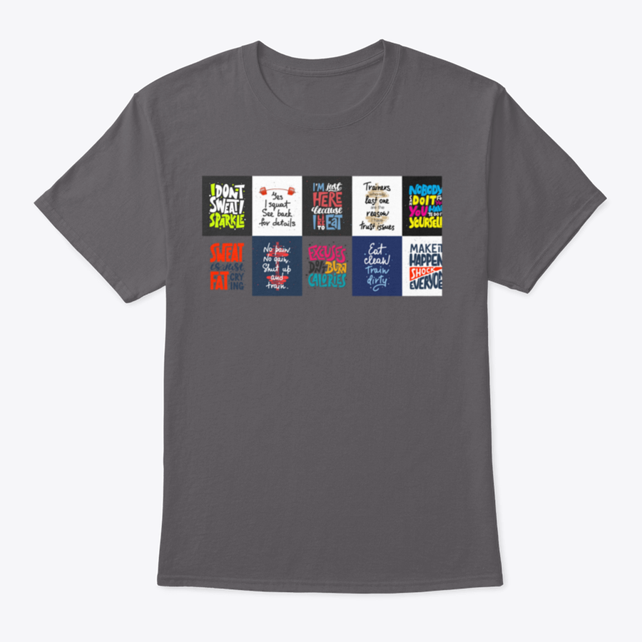 Set of 10 t-shirts featuring inspirational hand-drawn typography designs, showcasing various colors and styles.