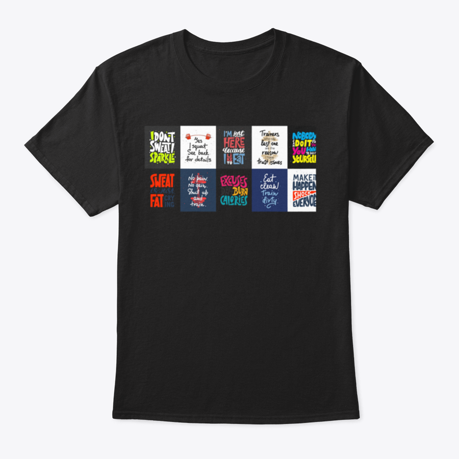 Set of 10 t-shirts featuring inspirational hand-drawn typography designs, showcasing various colors and styles.