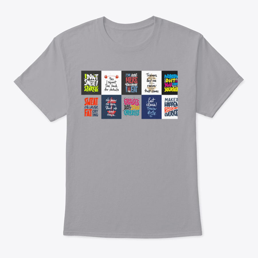 Set of 10 t-shirts featuring inspirational hand-drawn typography designs, showcasing various colors and styles.