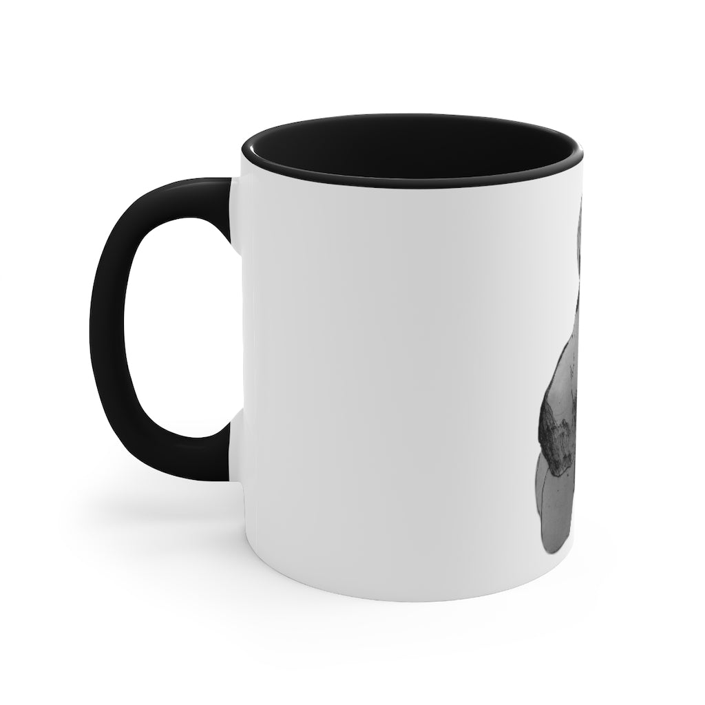 A stylish two-tone Shamrock Accent Mug with a white exterior and a colored interior, available in red, pink, and black options.