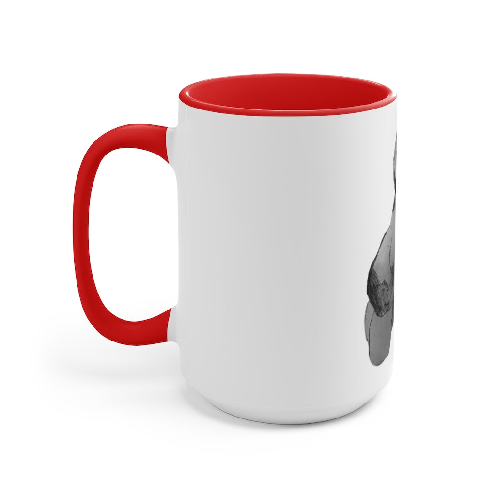 A stylish two-tone Shamrock Accent Mug with a white exterior and a colored interior, available in red, pink, and black options.