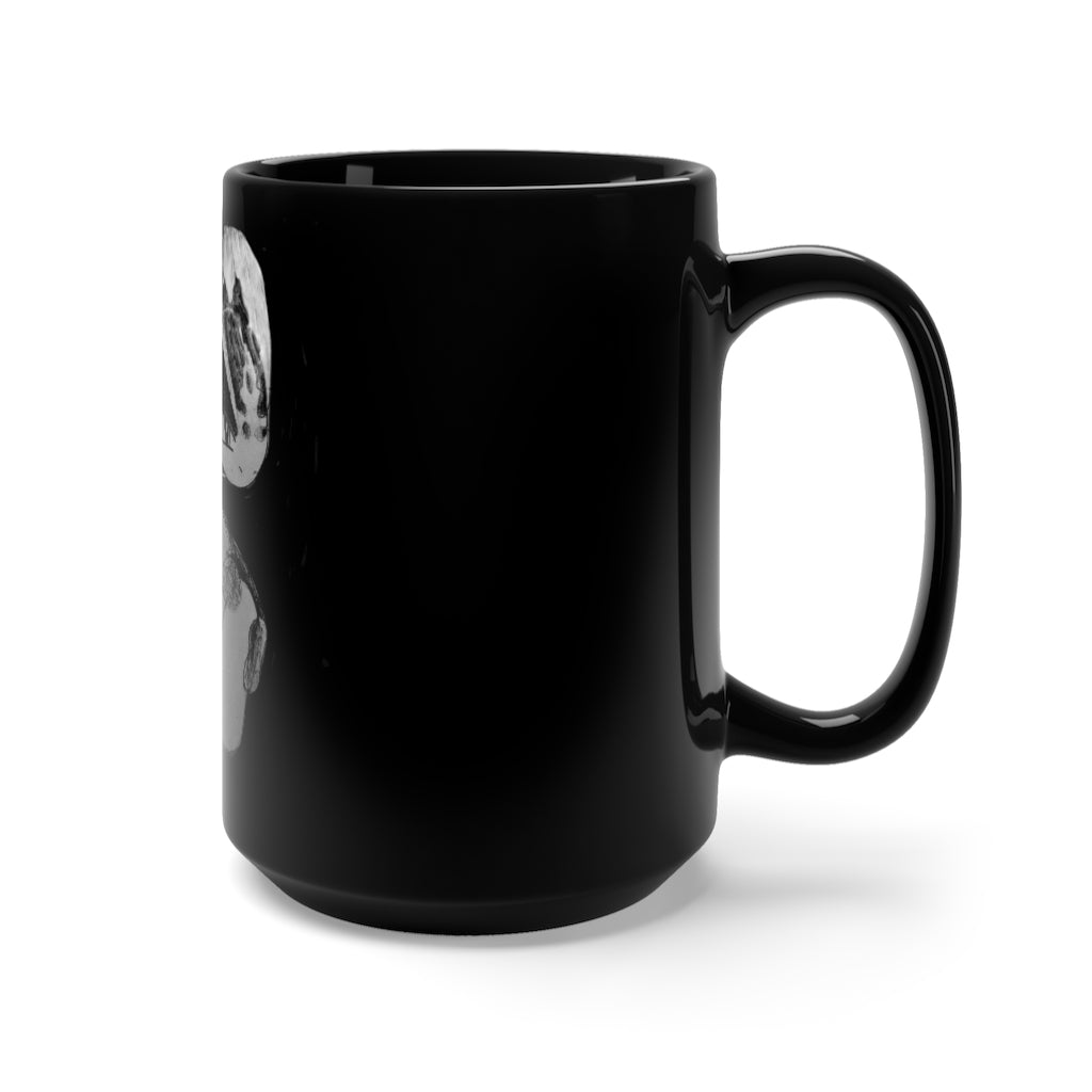 Shamrock Black Mug 15oz featuring a sleek black ceramic design with rounded corners and a comfortable C-handle.