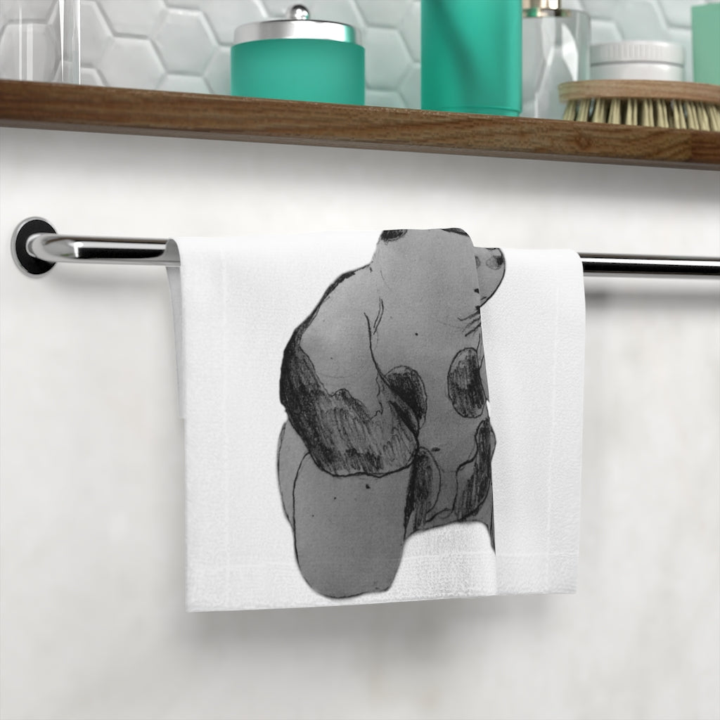 A Shamrock Face Towel featuring a customizable polyester front and soft cotton back, ideal for personal designs.