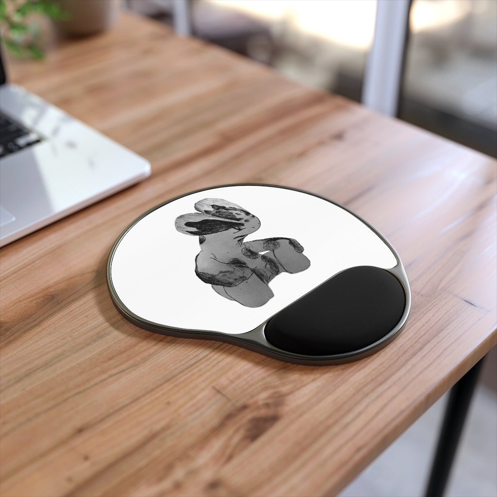 Shamrock Mouse Pad with ergonomic Memory Foam wrist rest and custom neoprene insert, featuring a foot-shaped design.