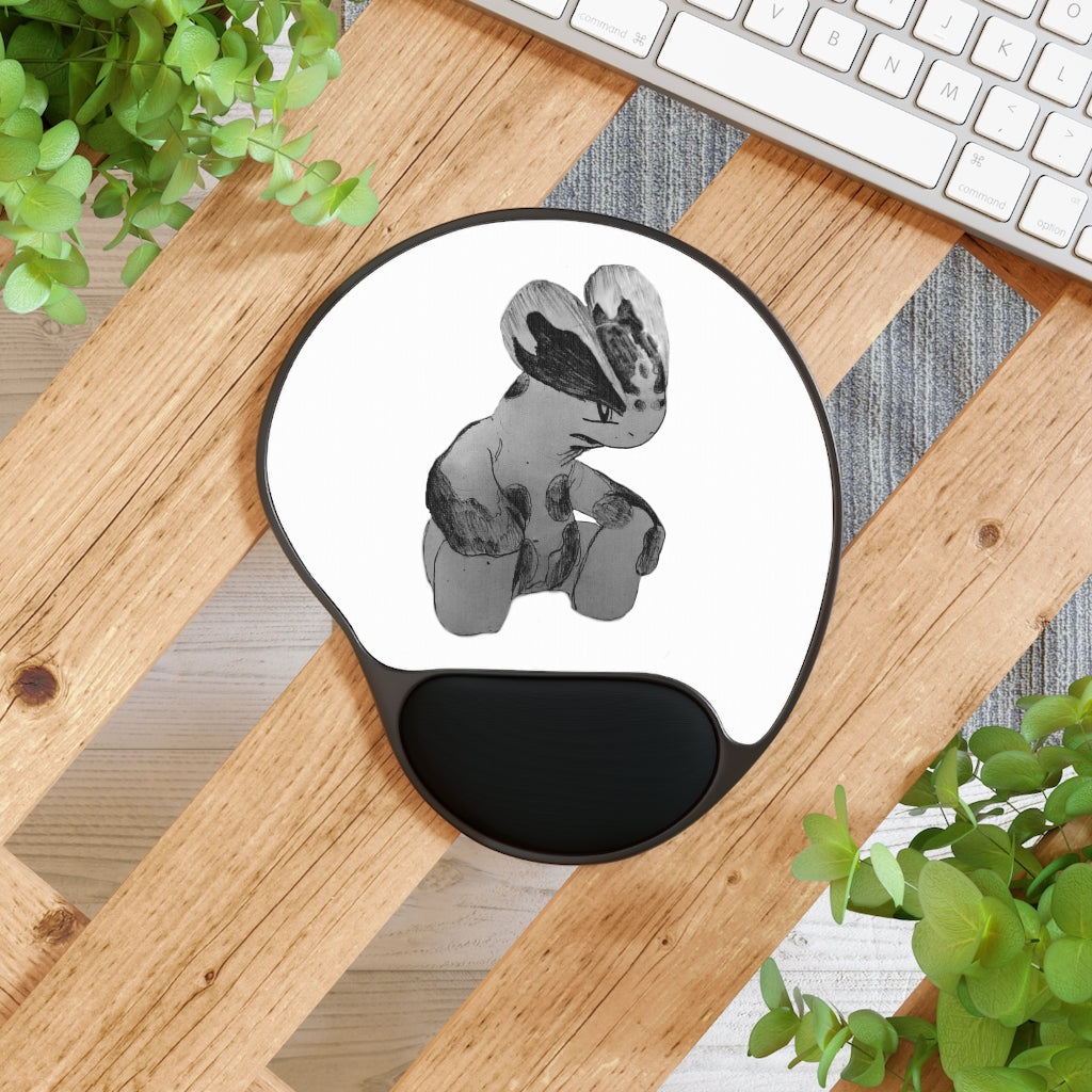 Shamrock Mouse Pad with ergonomic Memory Foam wrist rest and custom neoprene insert, featuring a foot-shaped design.