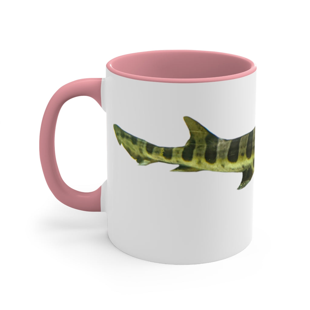 Shark 11oz Accent Mug featuring a white ceramic body with a colored interior and handle, perfect for personalized designs.