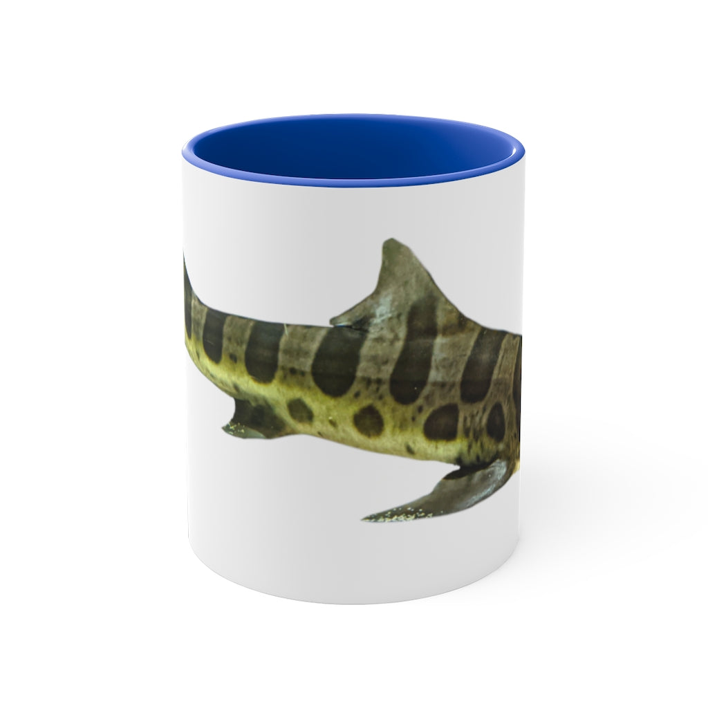 Shark 11oz Accent Mug featuring a white ceramic body with a colored interior and handle, perfect for personalized designs.