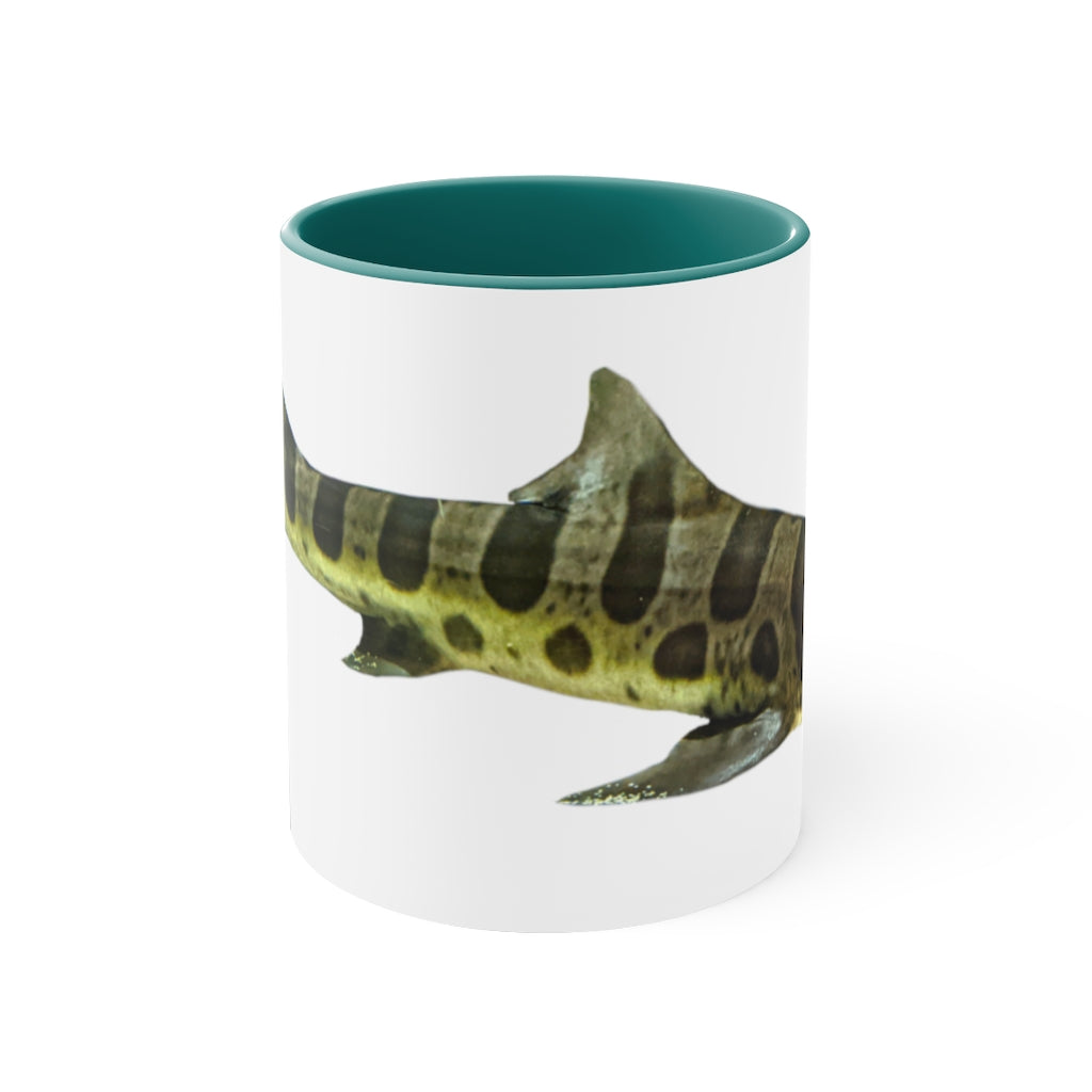 Shark 11oz Accent Mug featuring a white ceramic body with a colored interior and handle, perfect for personalized designs.