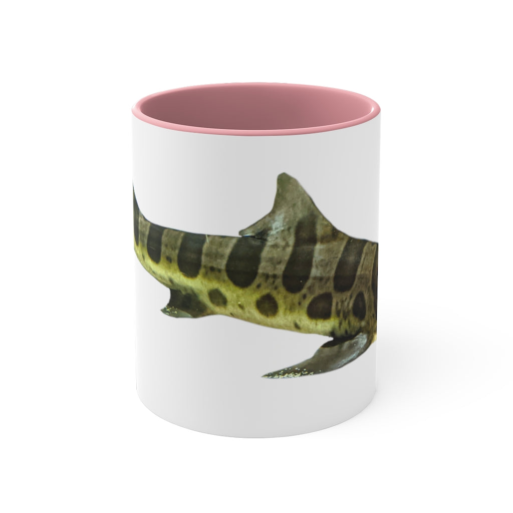 Shark 11oz Accent Mug featuring a white ceramic body with a colored interior and handle, perfect for personalized designs.