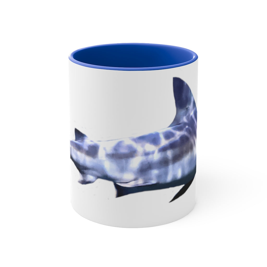 Shark 11oz Accent Mug featuring a white ceramic body with a colored interior and handle, showcasing vibrant color options.