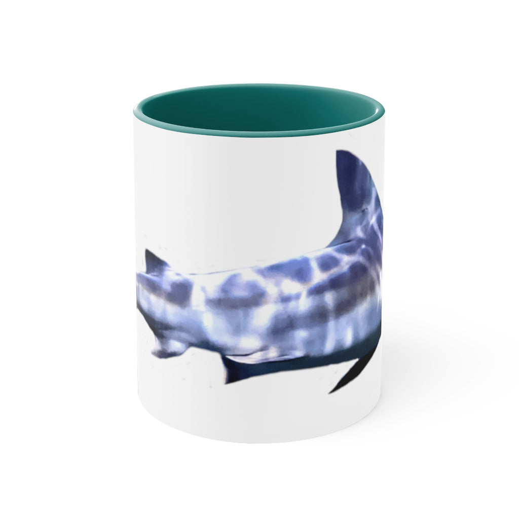 Shark 11oz Accent Mug featuring a white ceramic body with a colored interior and handle, showcasing vibrant color options.