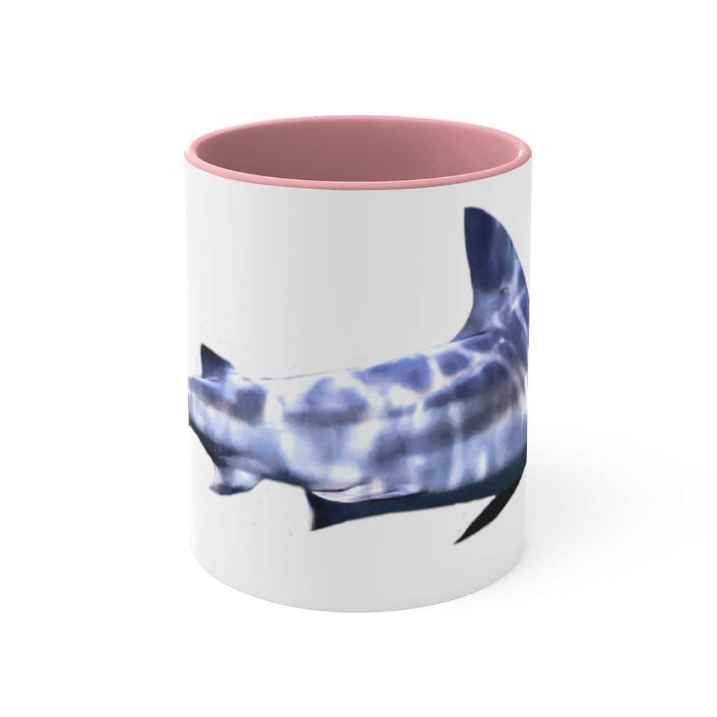 Shark 11oz Accent Mug featuring a white ceramic body with a colored interior and handle, showcasing vibrant color options.