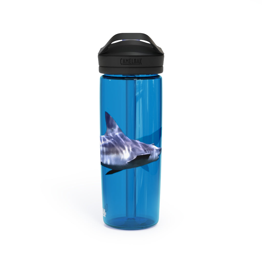 Shark CamelBak Eddy® Water Bottle in vibrant colors, showcasing its ergonomic design and easy-carry handle.