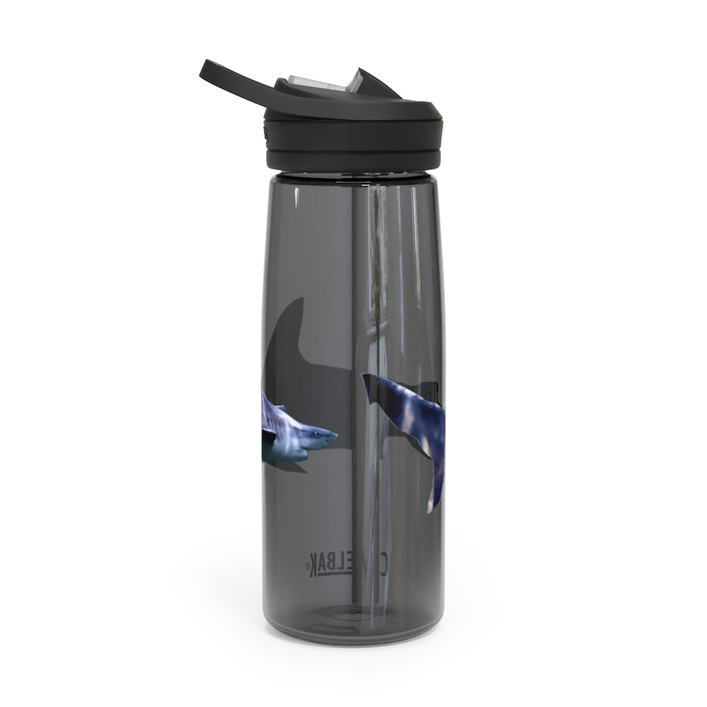 Shark CamelBak Eddy® Water Bottle in vibrant colors, showcasing its ergonomic design and easy-carry handle.