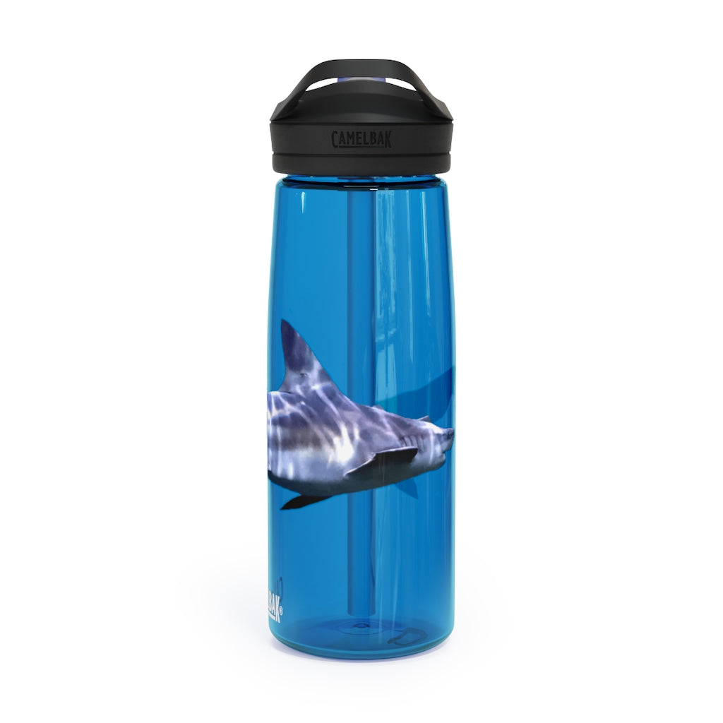 Shark CamelBak Eddy® Water Bottle in vibrant colors, showcasing its ergonomic design and easy-carry handle.