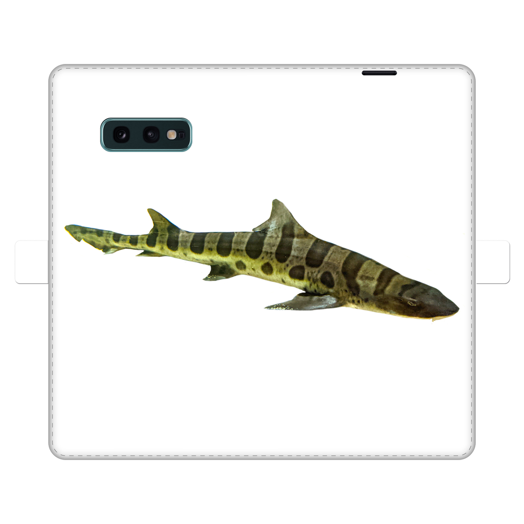 Shark Fully Printed Wallet Cases showcasing vibrant designs, made of faux leather with a magnetic closure, suitable for iPhone and Samsung S-series.