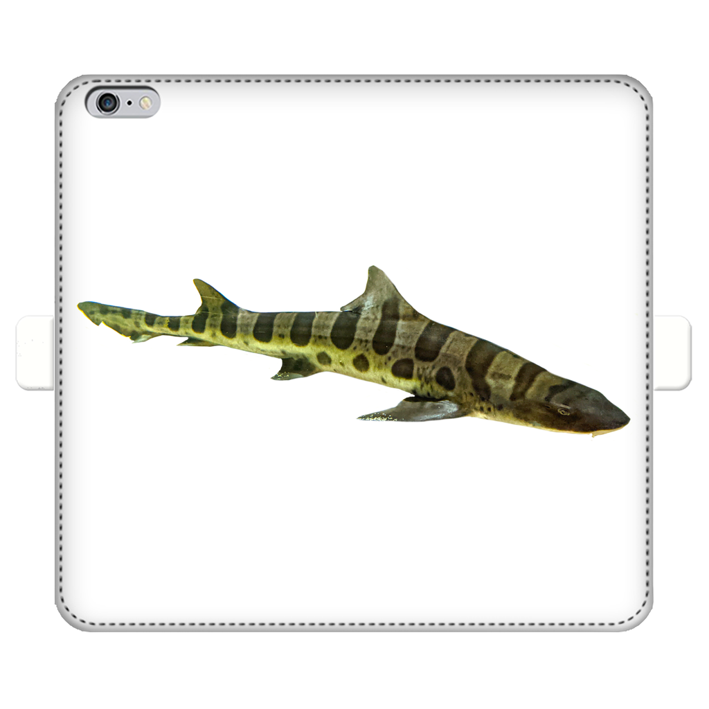 Shark Fully Printed Wallet Cases showcasing vibrant designs, made of faux leather with a magnetic closure, suitable for iPhone and Samsung S-series.