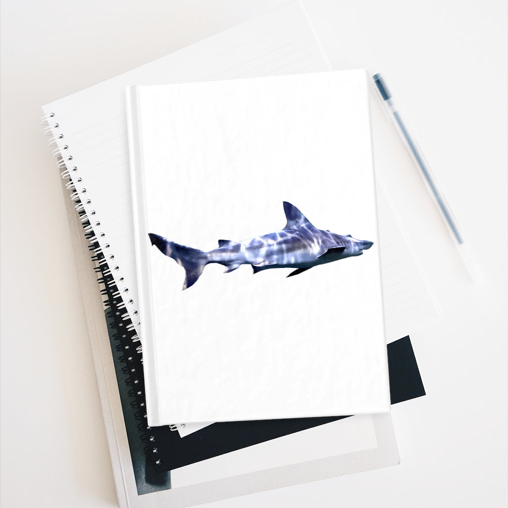 Shark Journal - Blank with hardcover and colorful wraparound print, showcasing its blank pages for creativity.