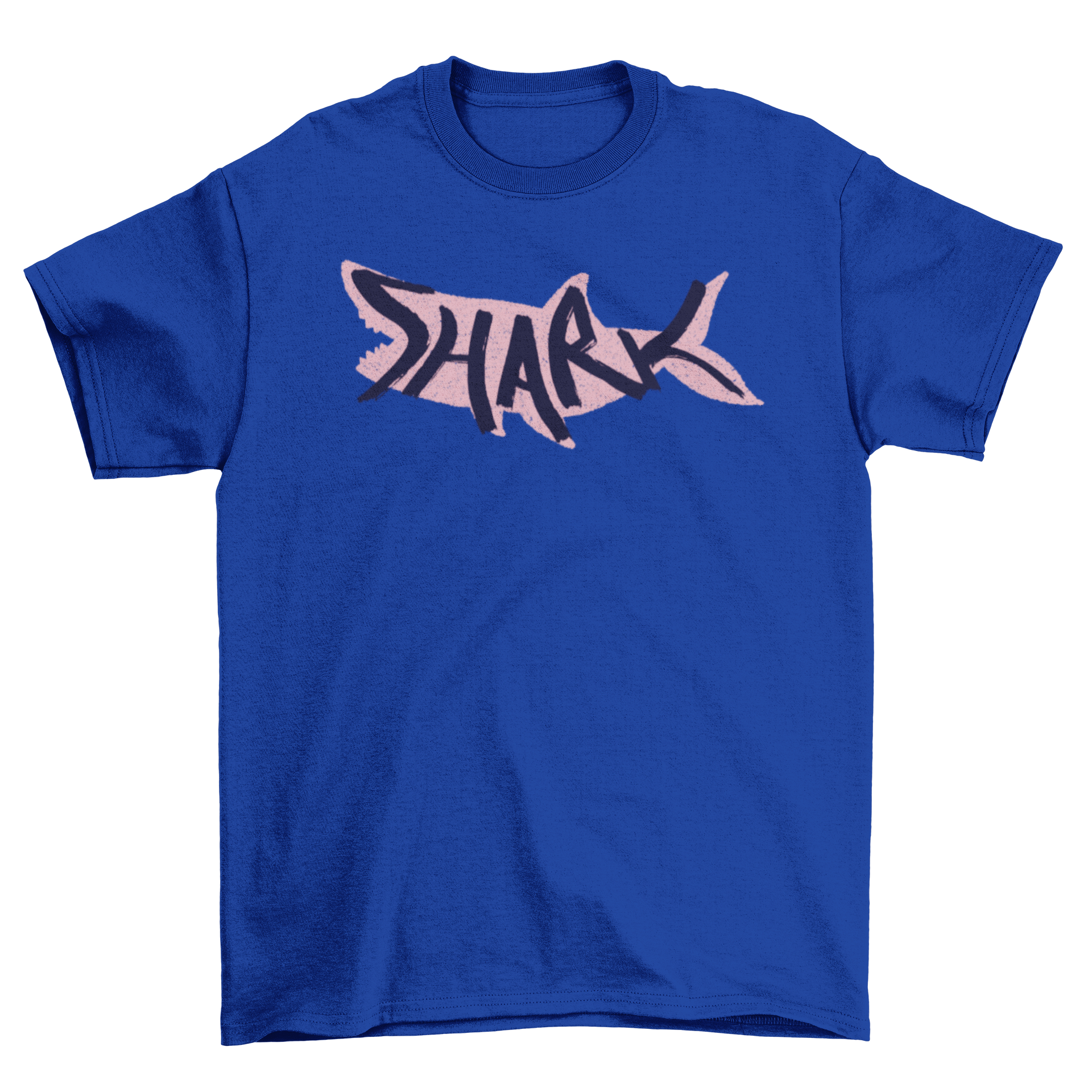 A stylish Shark Lettering T-shirt featuring a pink shark silhouette with the word SHARK inside, perfect for casual wear.