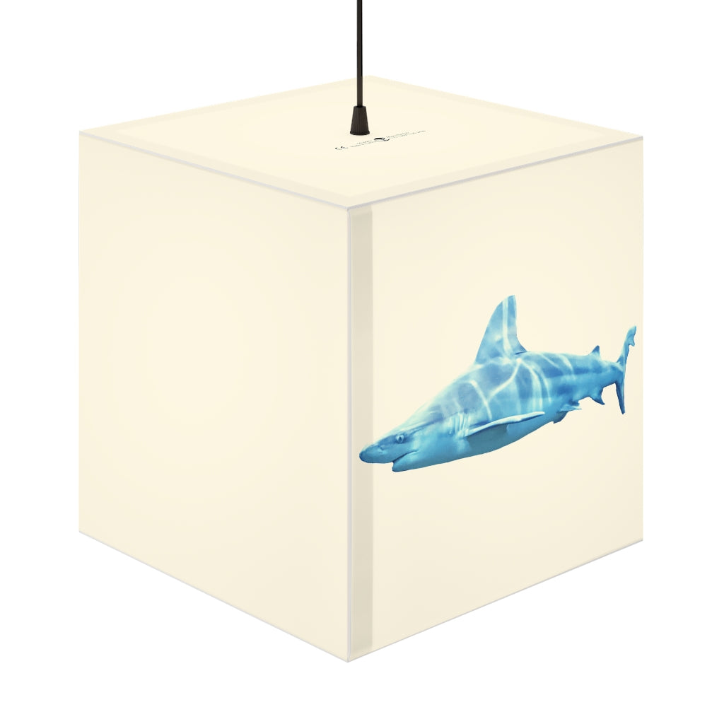 A stylish Shark Personalized Lamp in a cube shape, showcasing its unique design and soft glow, perfect for home decor.