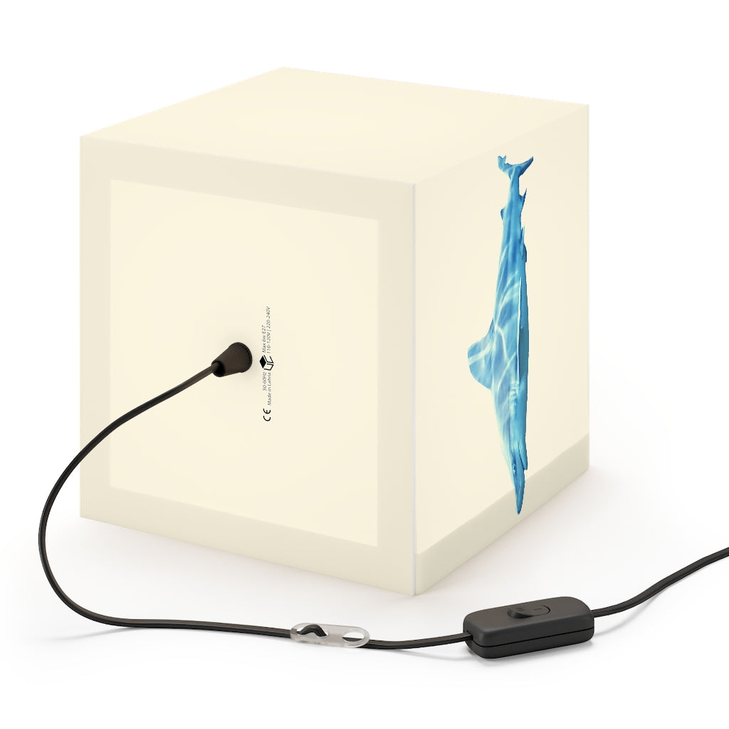 A stylish Shark Personalized Lamp in a cube shape, showcasing its unique design and soft glow, perfect for home decor.