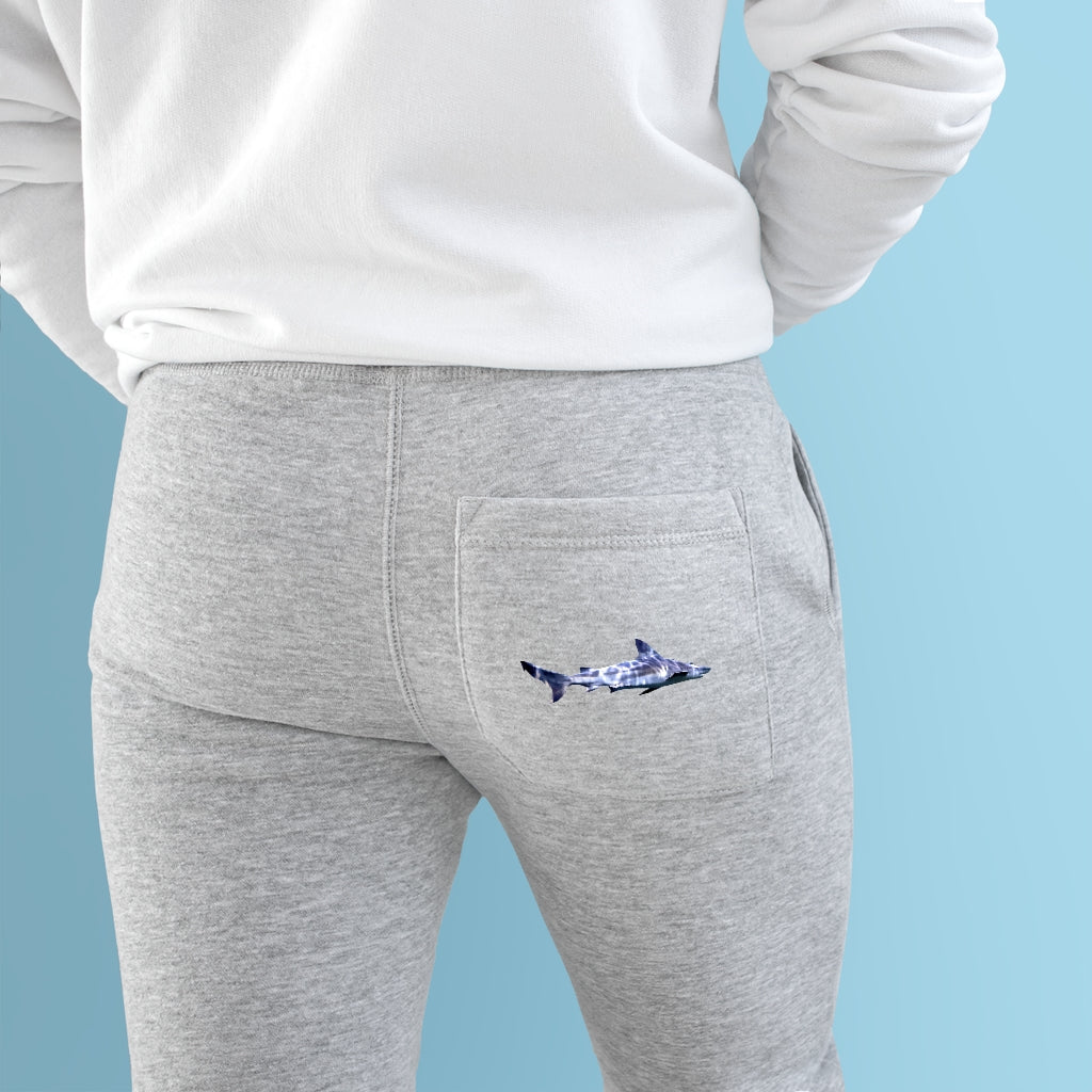 A pair of Shark Premium Fleece Joggers in a stylish design, featuring two side pockets and a customizable back pocket, made from soft fleece fabric.