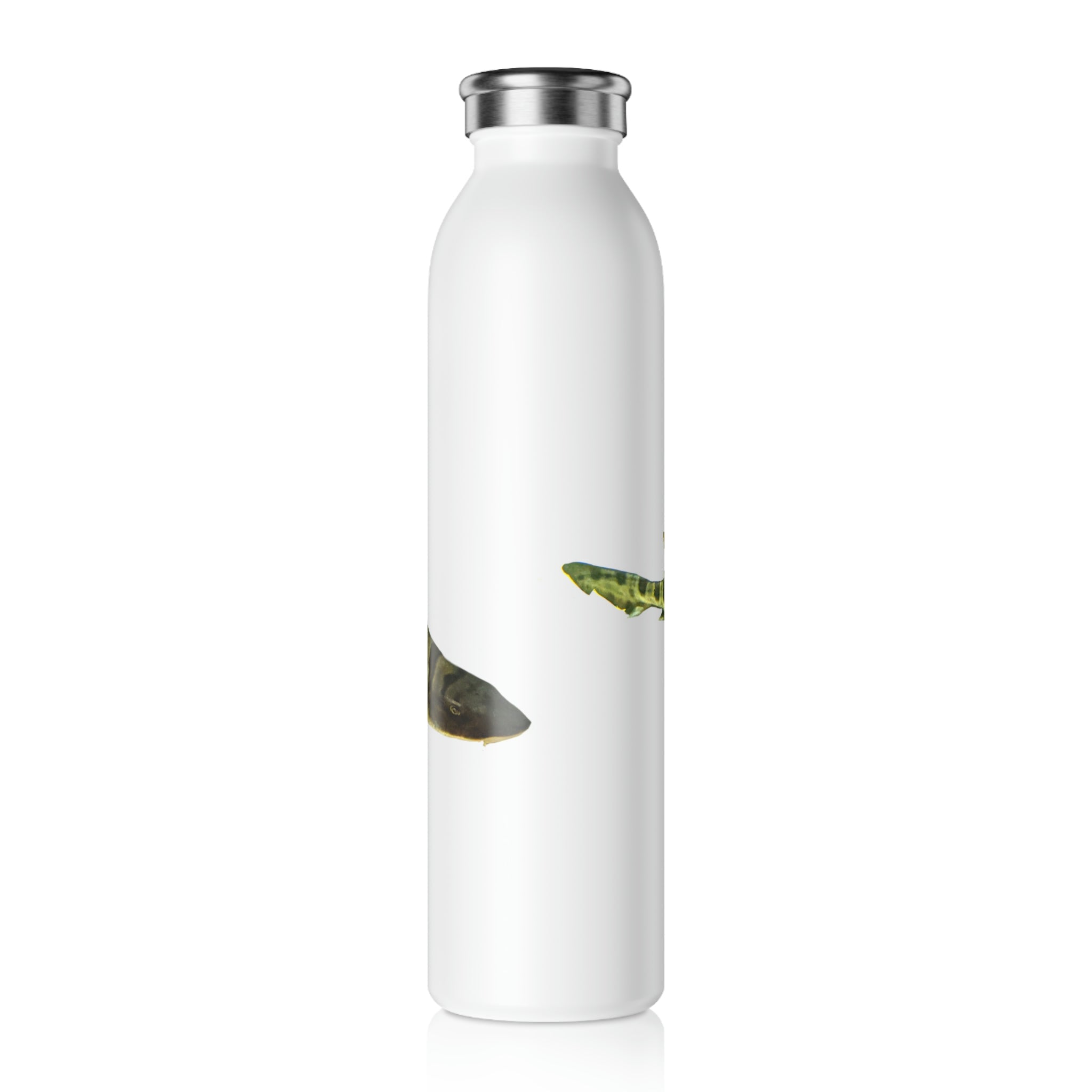 Shark Slim Water Bottle with a matte finish and stylish lid, showcasing its customizable design and double-wall stainless steel construction.