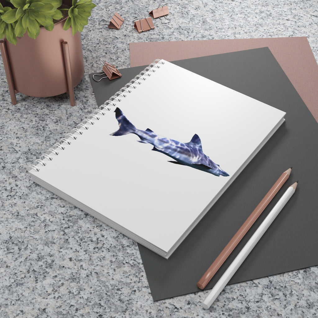 A stylish Shark Spiral Notebook with customizable covers and wide-ruled pages, perfect for journaling and note-taking.