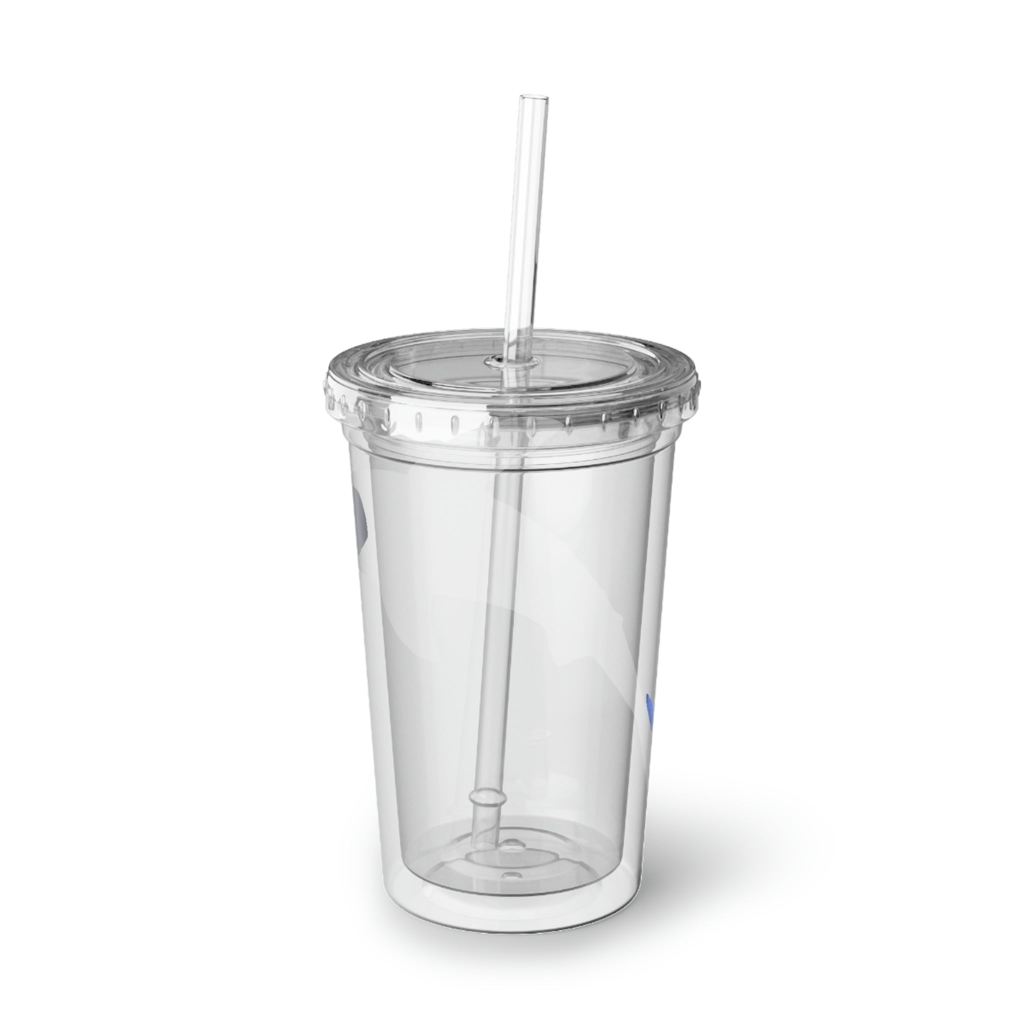 Shark Suave Acrylic Cup with vibrant artwork, double-wall insulation, and a straw, ideal for hot and cold beverages.