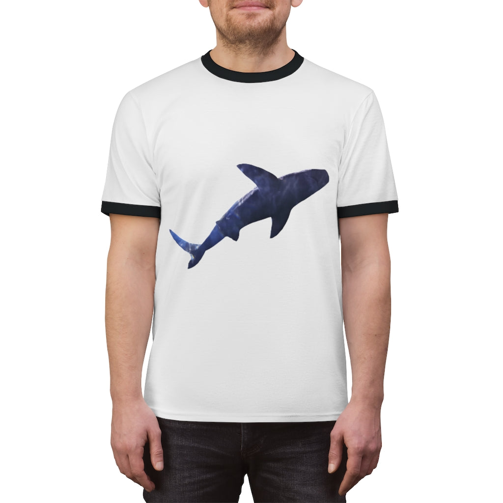 Shark Unisex Ringer Tee showcasing various colors and a classic design, perfect for casual and active wear.