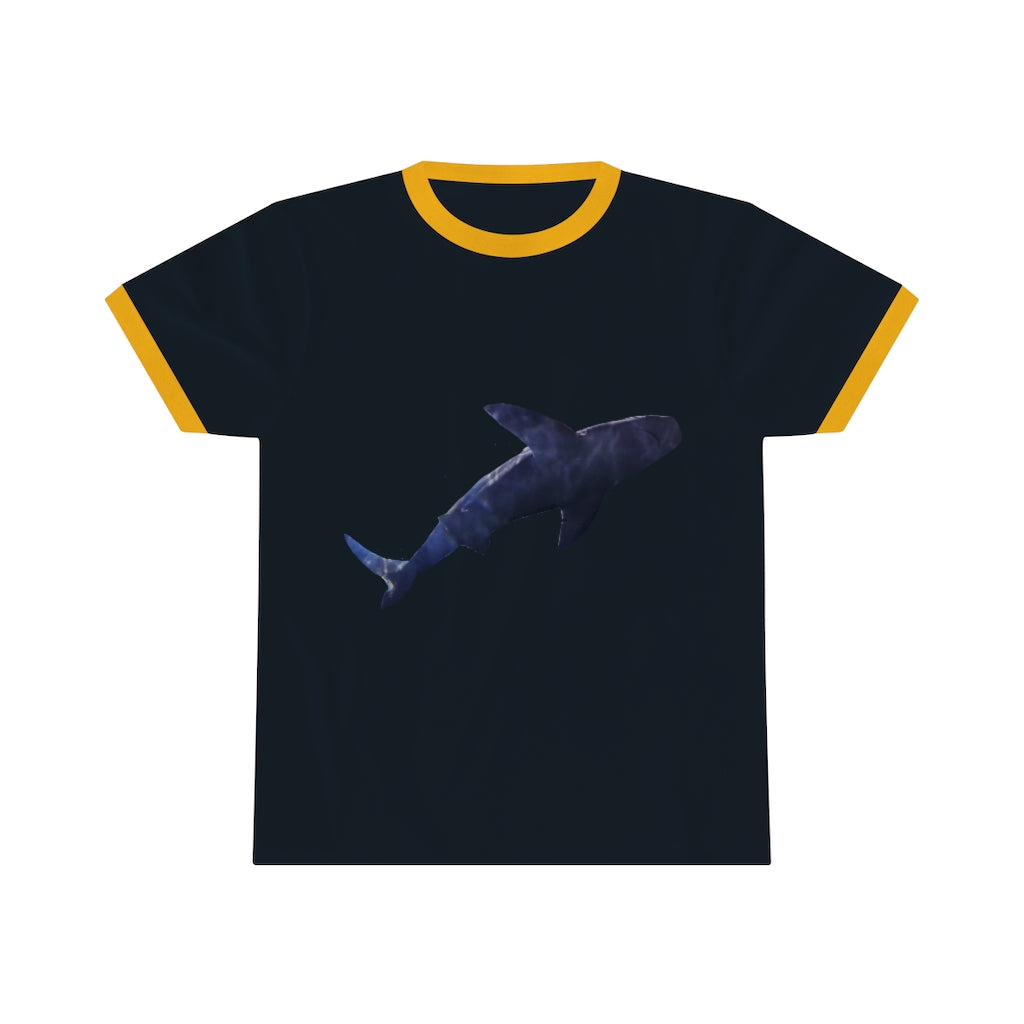 Shark Unisex Ringer Tee showcasing various colors and a classic design, perfect for casual and active wear.