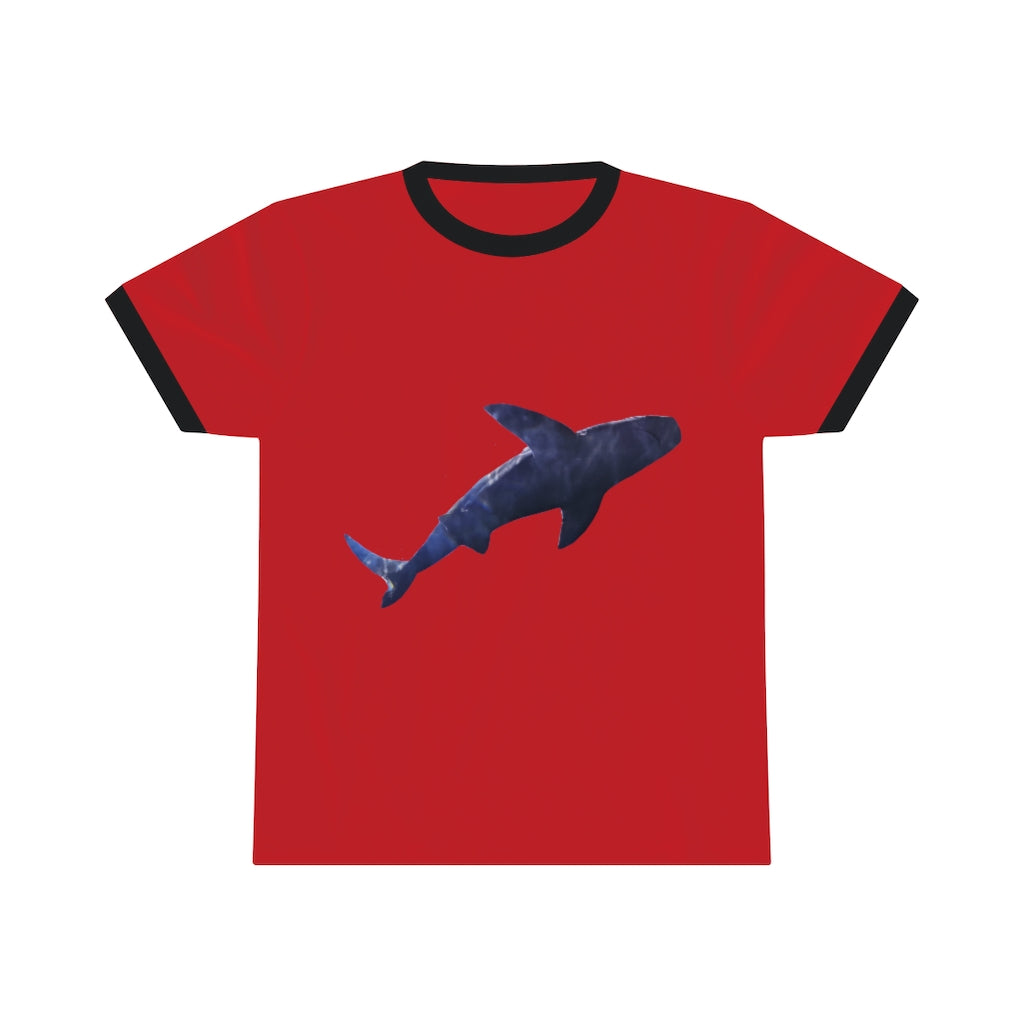 Shark Unisex Ringer Tee showcasing various colors and a classic design, perfect for casual and active wear.