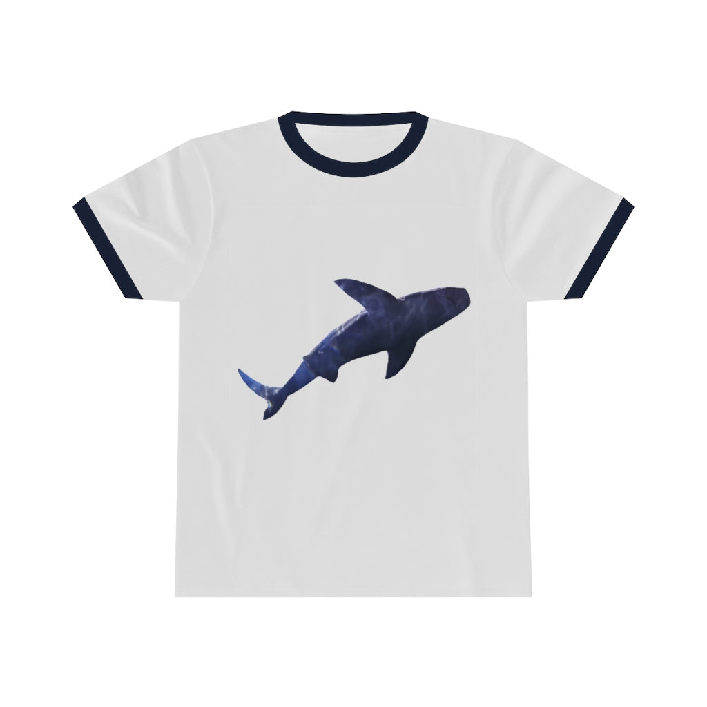 Shark Unisex Ringer Tee showcasing various colors and a classic design, perfect for casual and active wear.